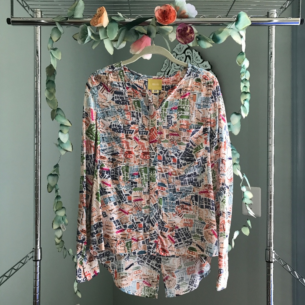 Maeve Cartography Buttondown Blouse